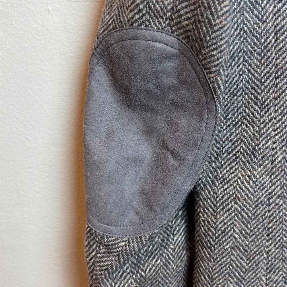 NWT VTG Pendleton Western Men’s Suede Wool Tweed Blazer‎ Gray Herringbone, 46L